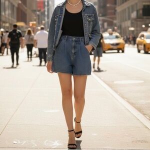 #A002   Pearl Embellished Denim Jacket – Size L – New without Tag